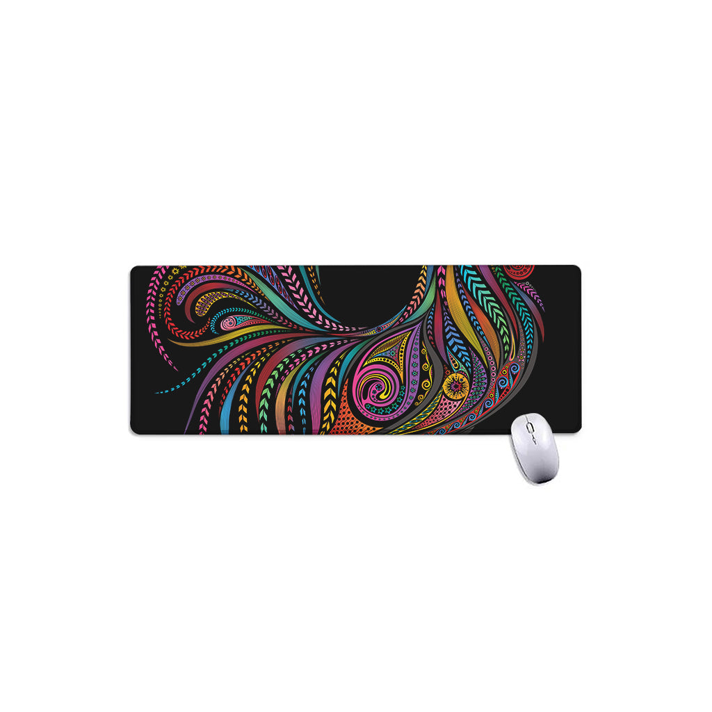 Colorful Rooster Print Extended Mouse Pad
