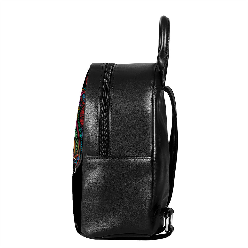 Colorful Rooster Print Leather Backpack