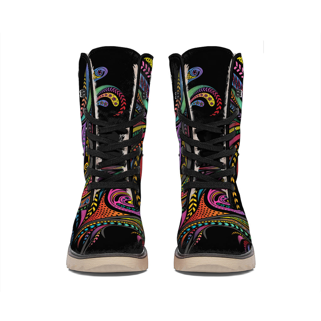 Colorful Rooster Print Winter Boots