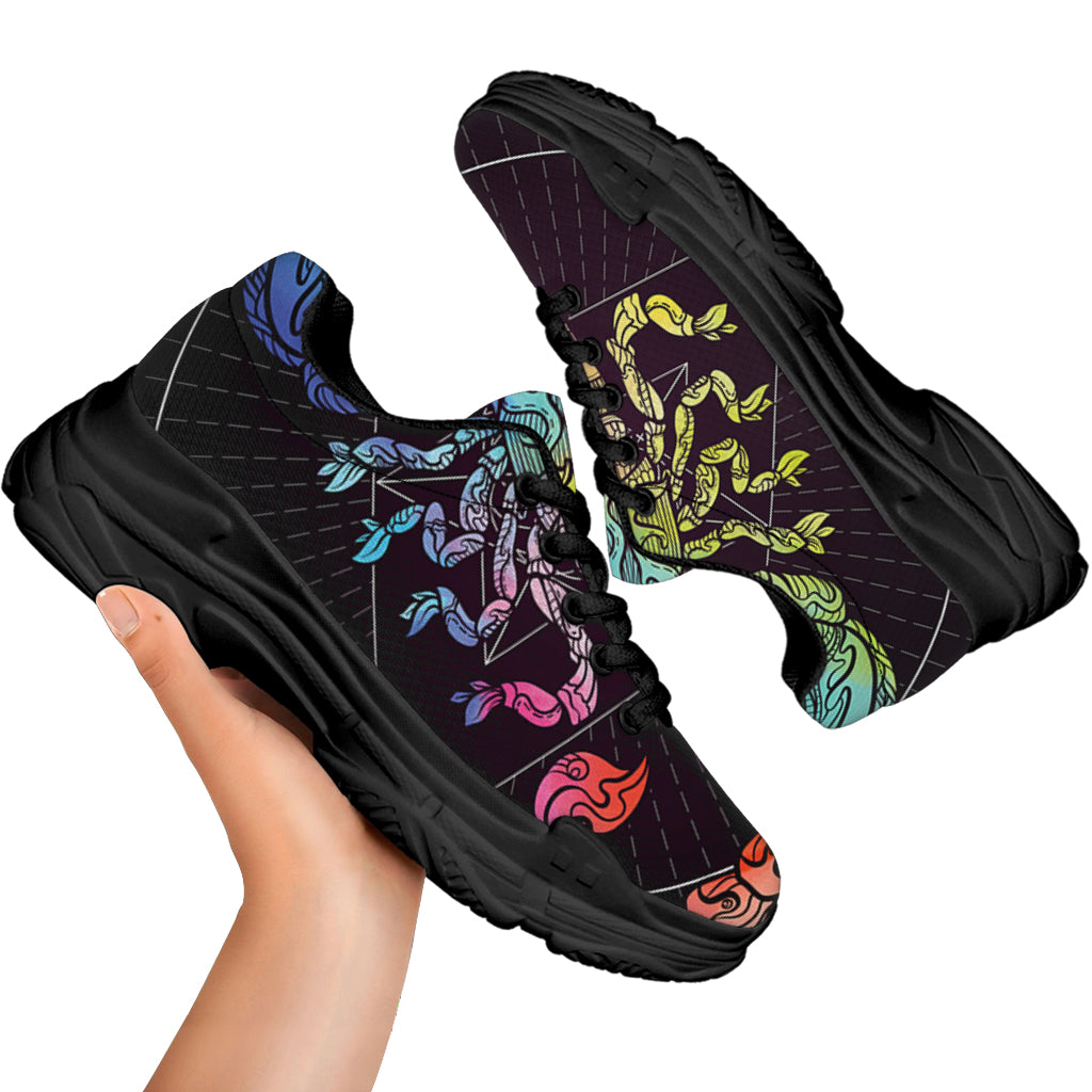 Colorful Scorpio Sign Print Black Chunky Shoes