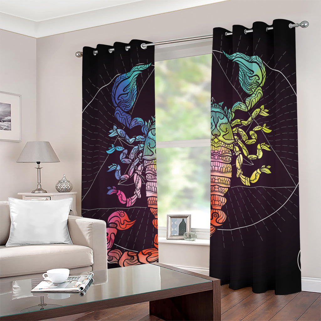 Colorful Scorpio Sign Print Grommet Curtains