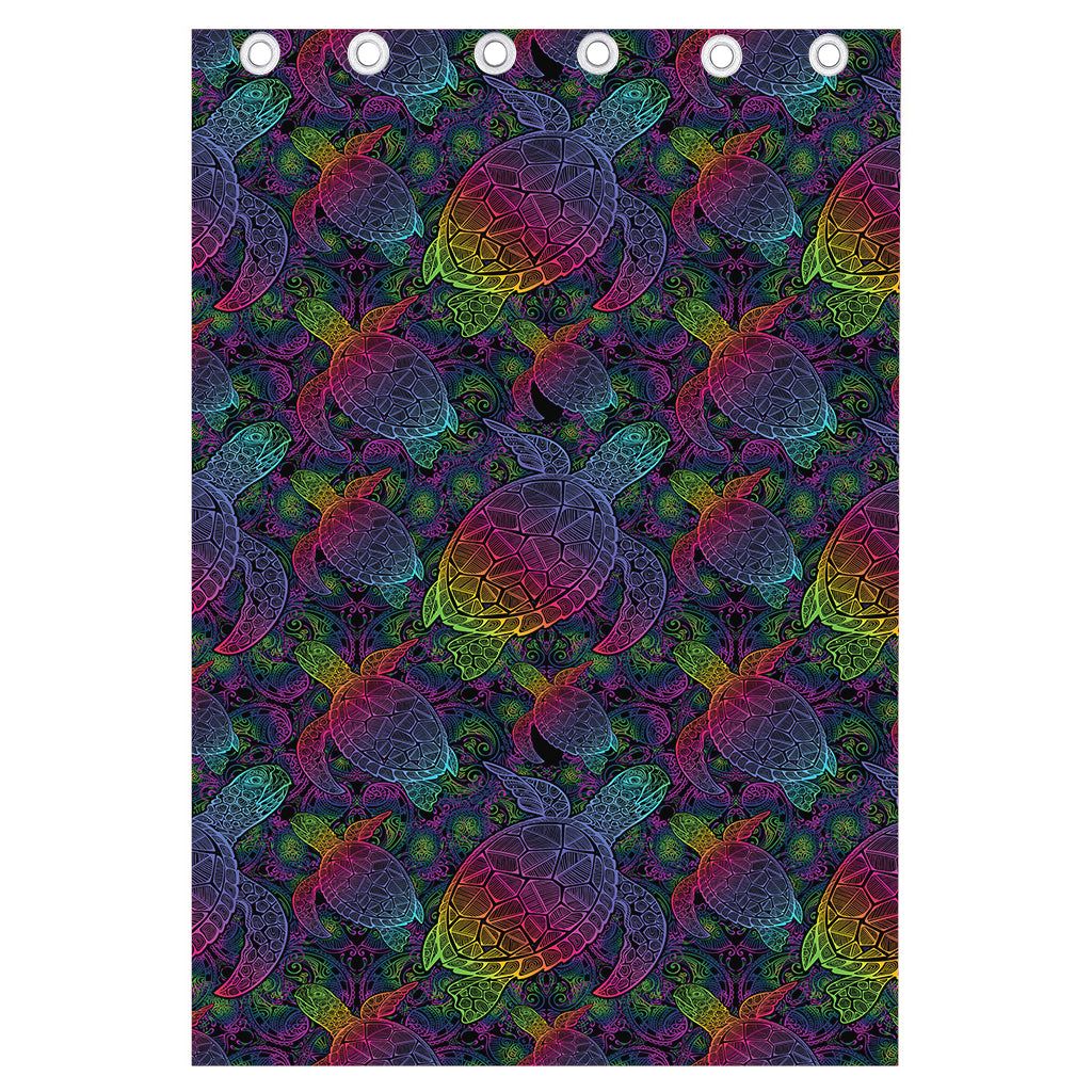 Colorful Sea Turtle Pattern Print Curtain