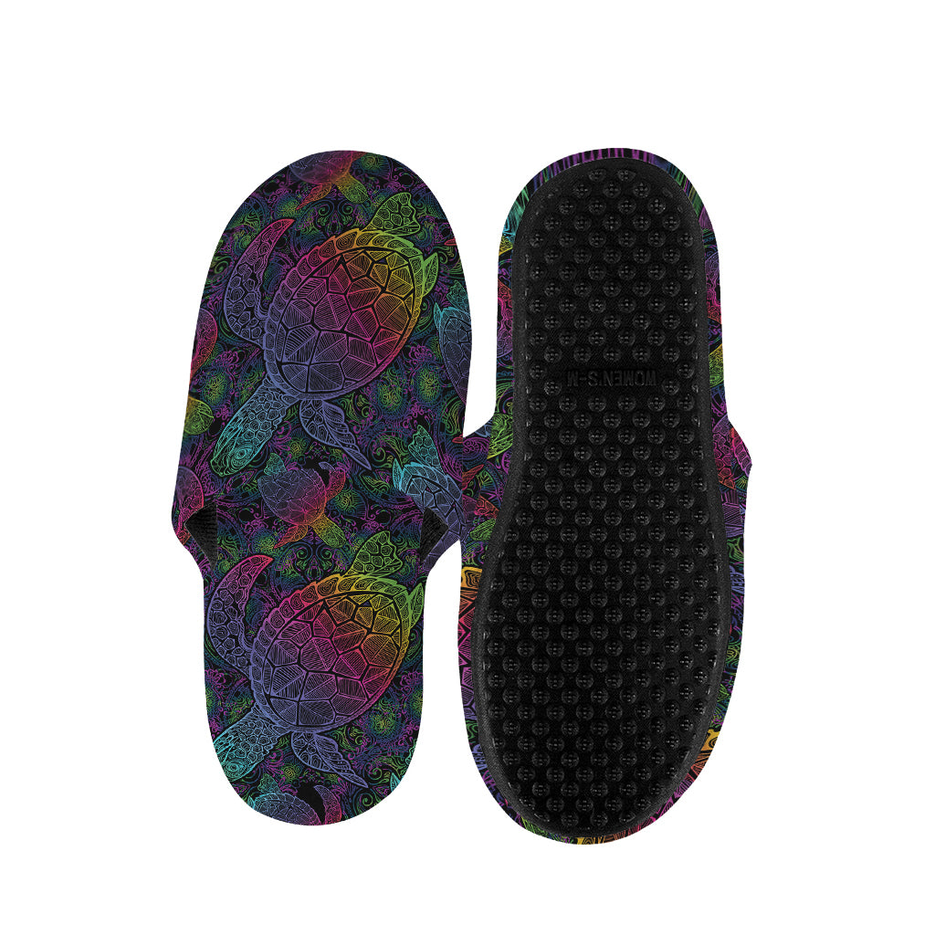 Colorful Sea Turtle Pattern Print Slippers