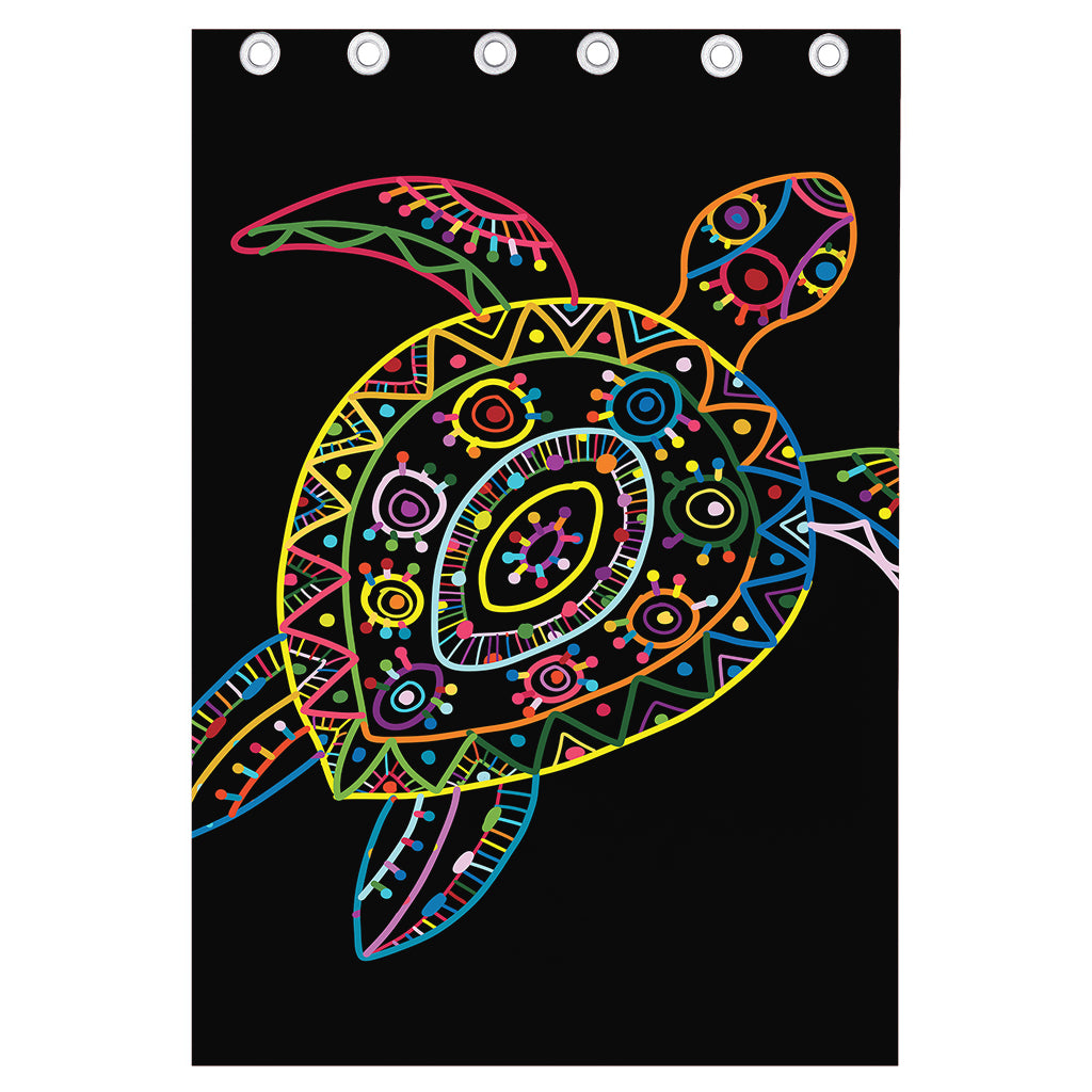 Colorful Sea Turtle Print Curtain