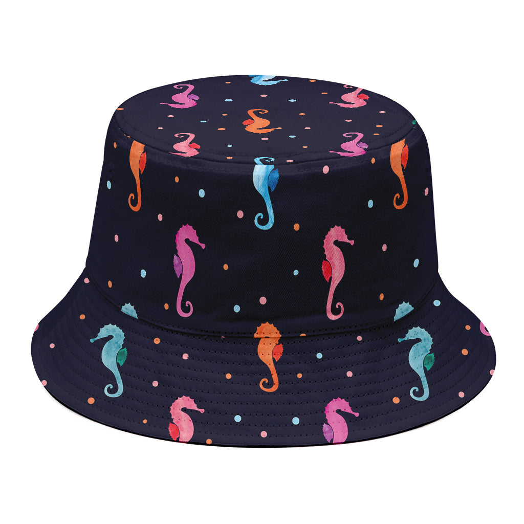 Colorful Seahorse Pattern Print Bucket Hat