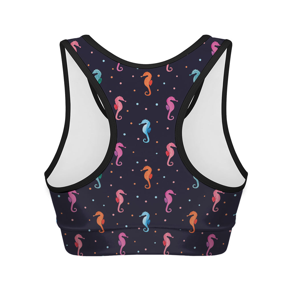 Colorful Seahorse Pattern Print Women's Sports Bra