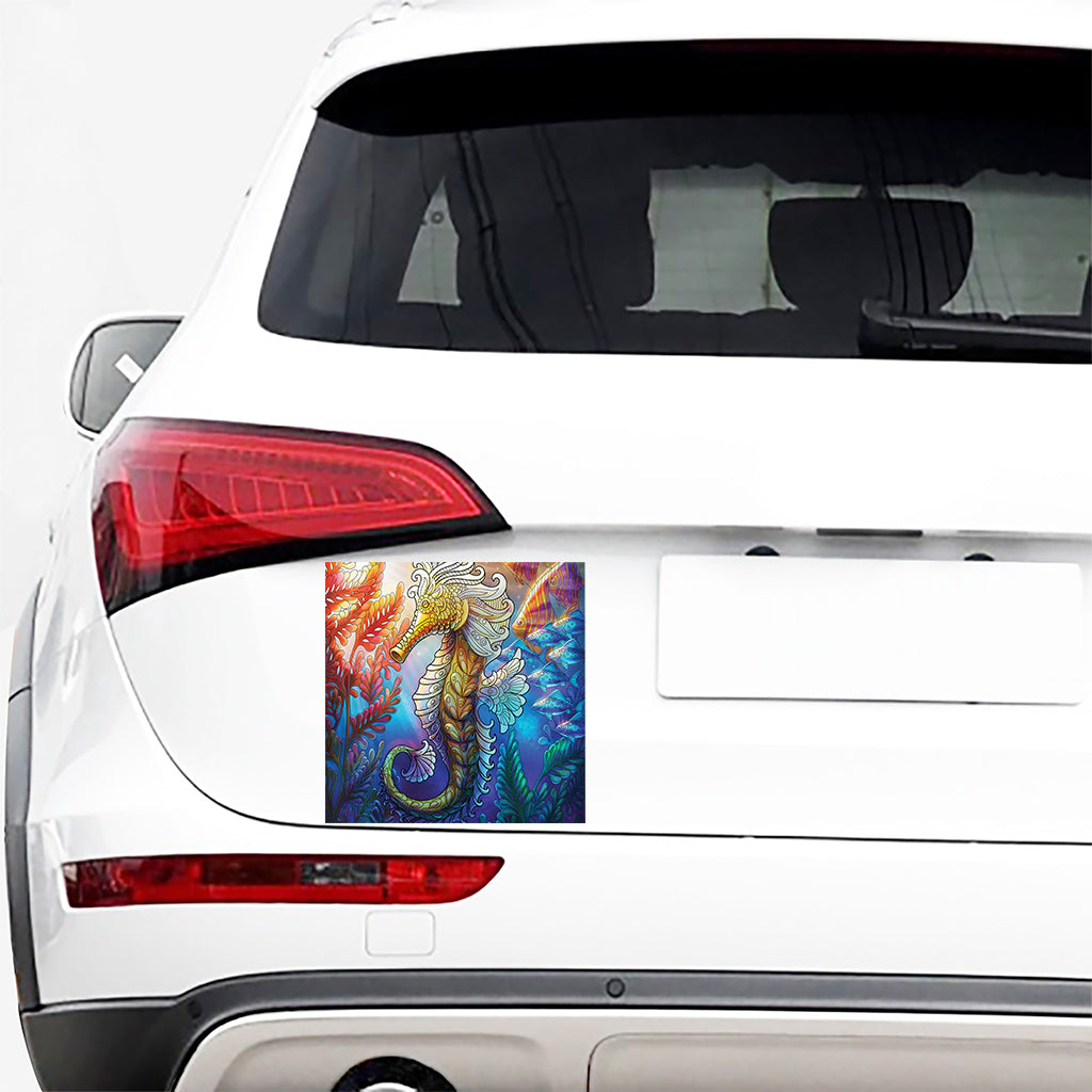 Colorful Seahorse Print Car Sticker