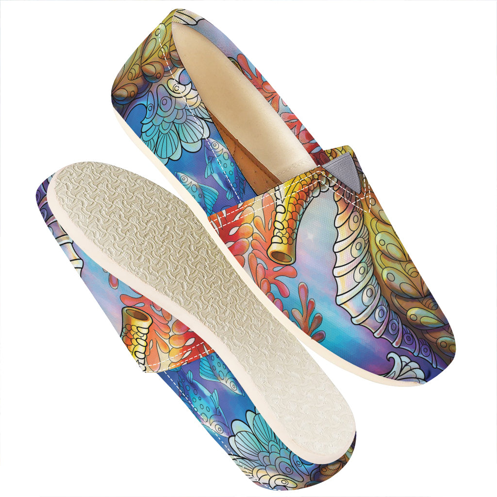 Colorful Seahorse Print Casual Shoes