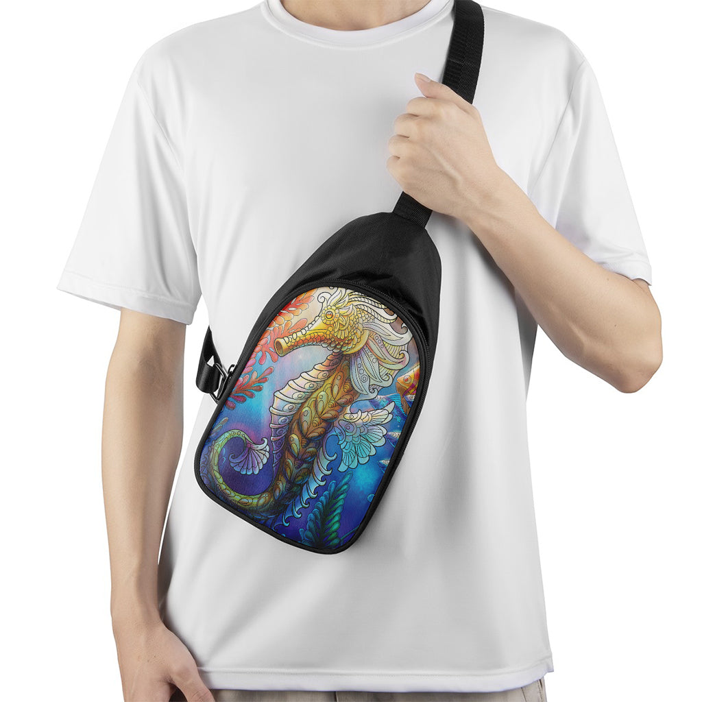Colorful Seahorse Print Chest Bag