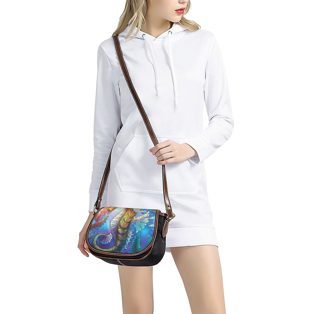 Colorful Seahorse Print Saddle Bag
