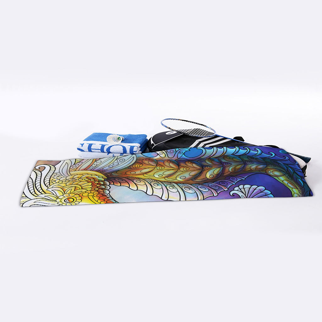 Colorful Seahorse Print Sports Towel