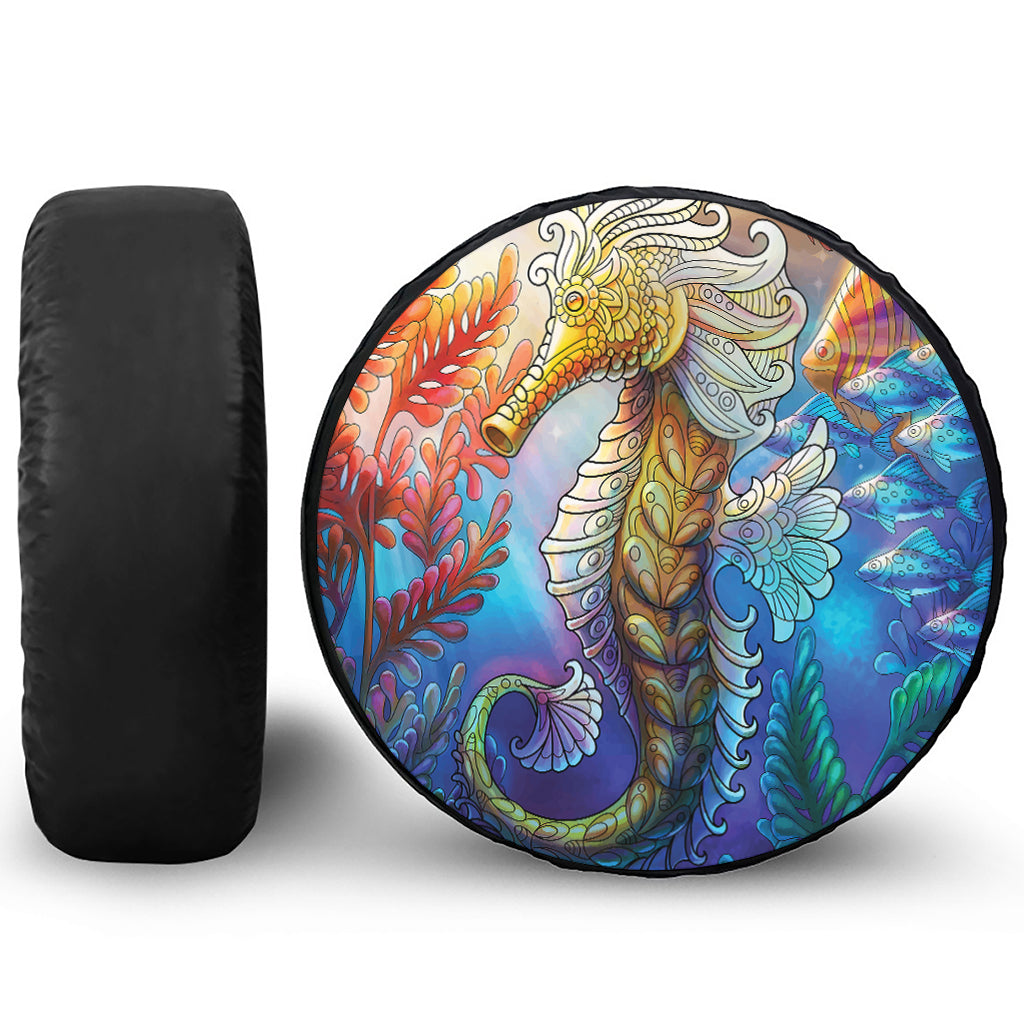 Colorful Seahorse Print Tire Cover