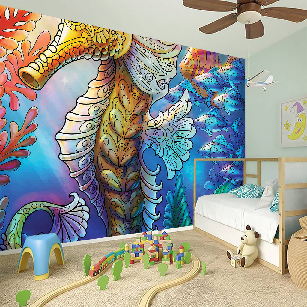Colorful Seahorse Print Wall Sticker