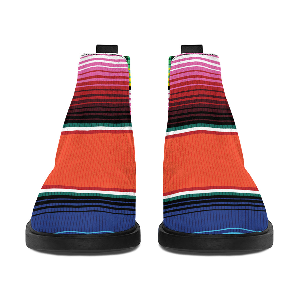 Colorful Serape Blanket Pattern Print Flat Ankle Boots