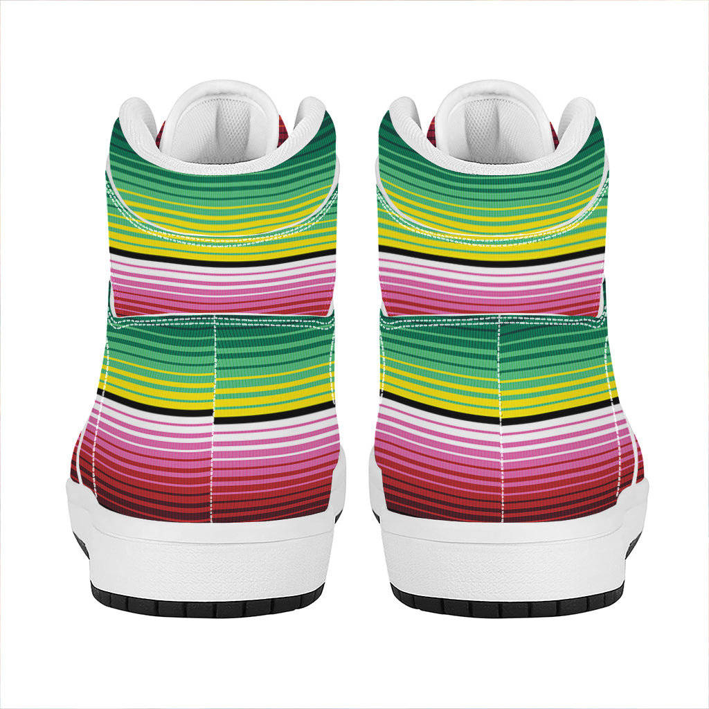 Colorful Serape Blanket Pattern Print High Top Leather Sneakers