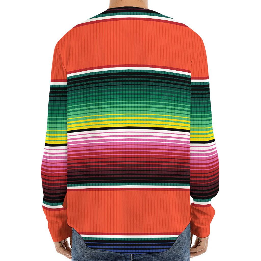 Colorful Serape Blanket Pattern Print Long Sleeve Baseball Jersey