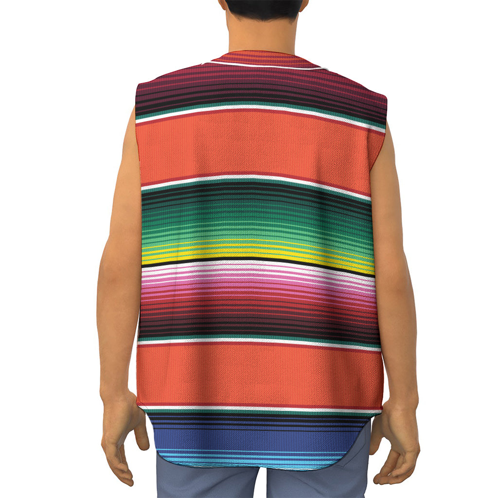 Colorful Serape Blanket Pattern Print Sleeveless Baseball Jersey