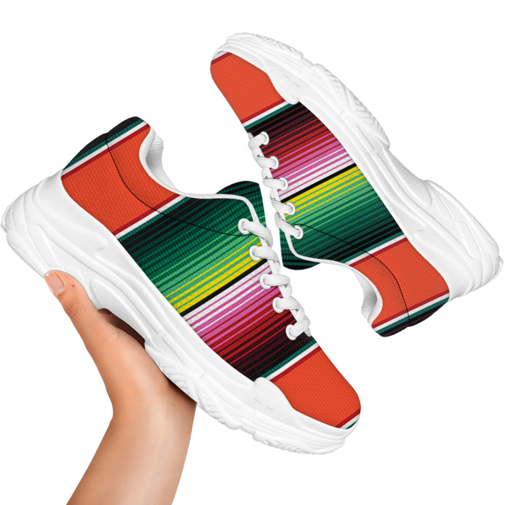 Colorful Serape Blanket Pattern Print White Chunky Shoes