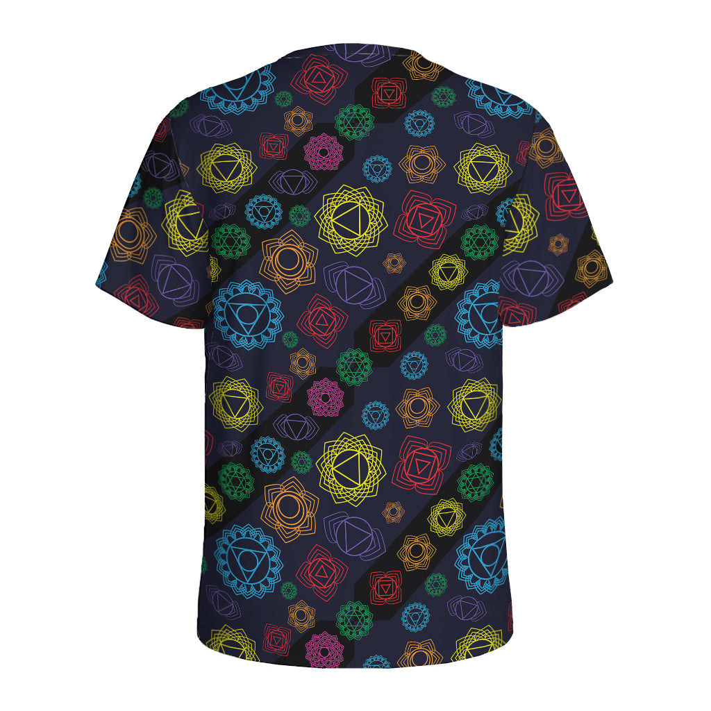 Colorful Seven Chakras Pattern Print Men's Sports T-Shirt