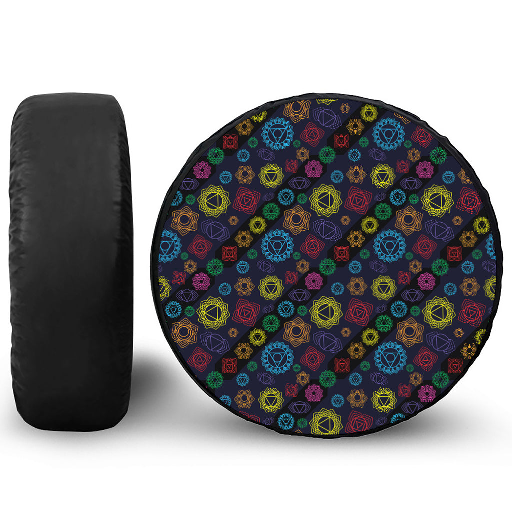 Colorful Seven Chakras Pattern Print Tire Cover