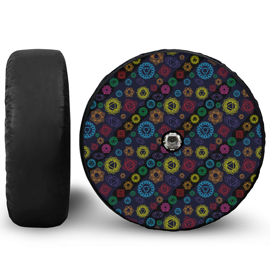 Colorful Seven Chakras Pattern Print Tire Cover With Camera Hole