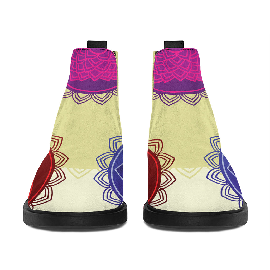 Colorful Seven Chakras Print Flat Ankle Boots