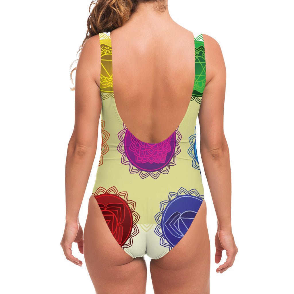 Colorful Seven Chakras Print One Piece Swimsuit