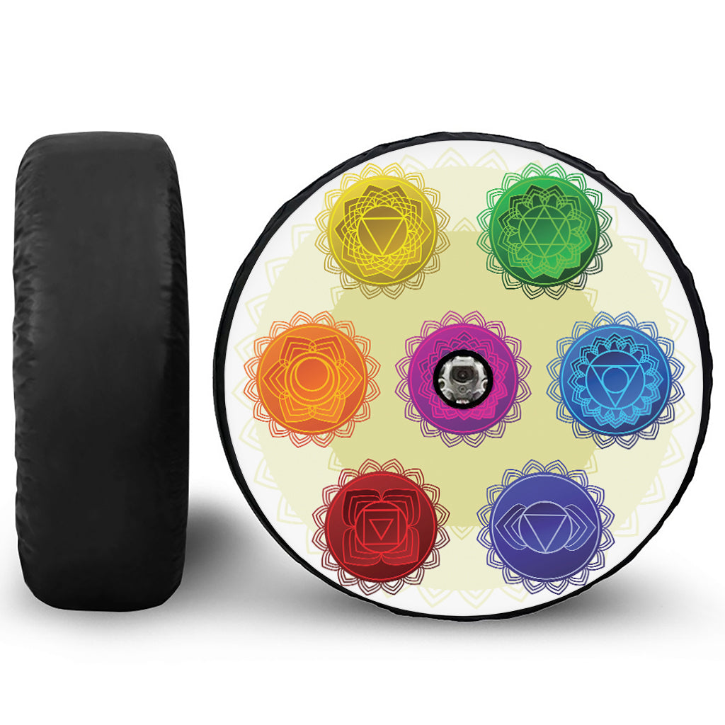 Colorful Seven Chakras Print Tire Cover With Camera Hole