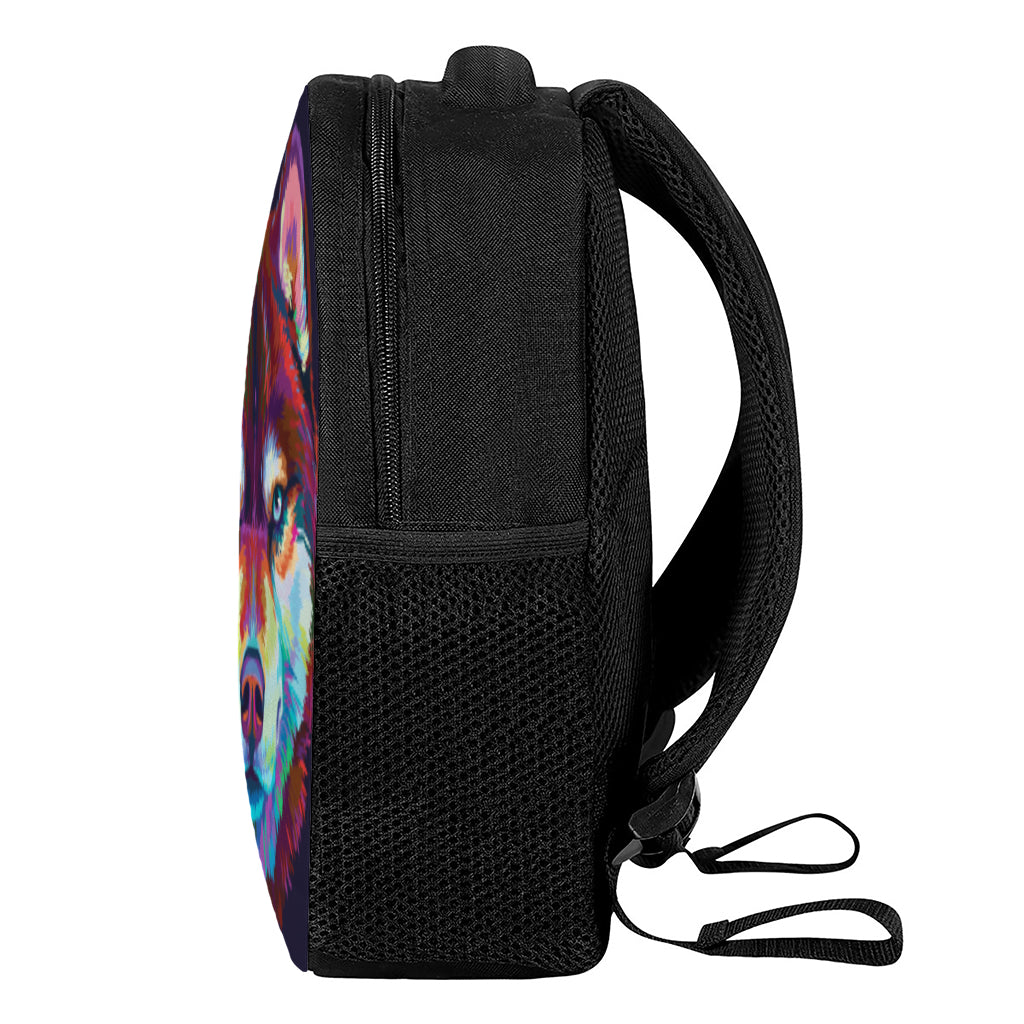 Colorful Siberian Husky Print Casual Backpack
