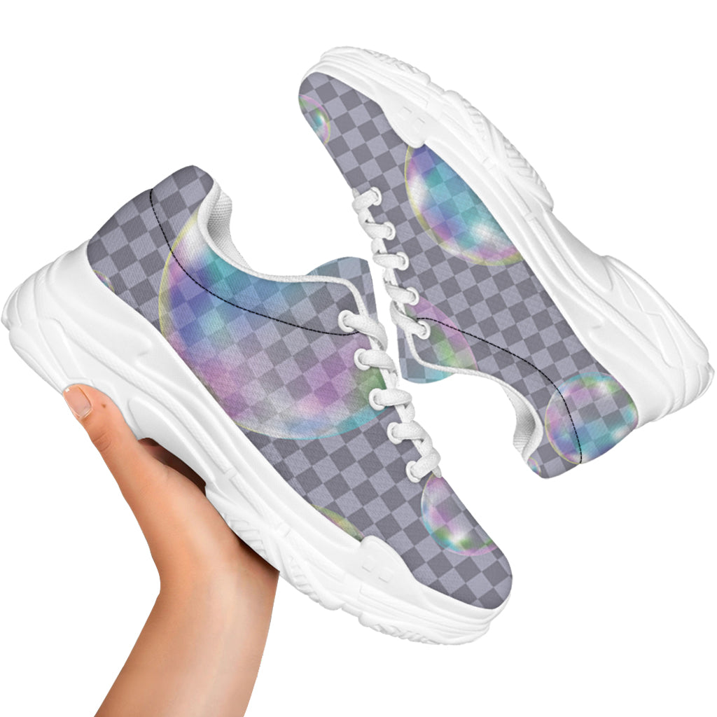 Colorful Soap Bubble Print White Chunky Shoes