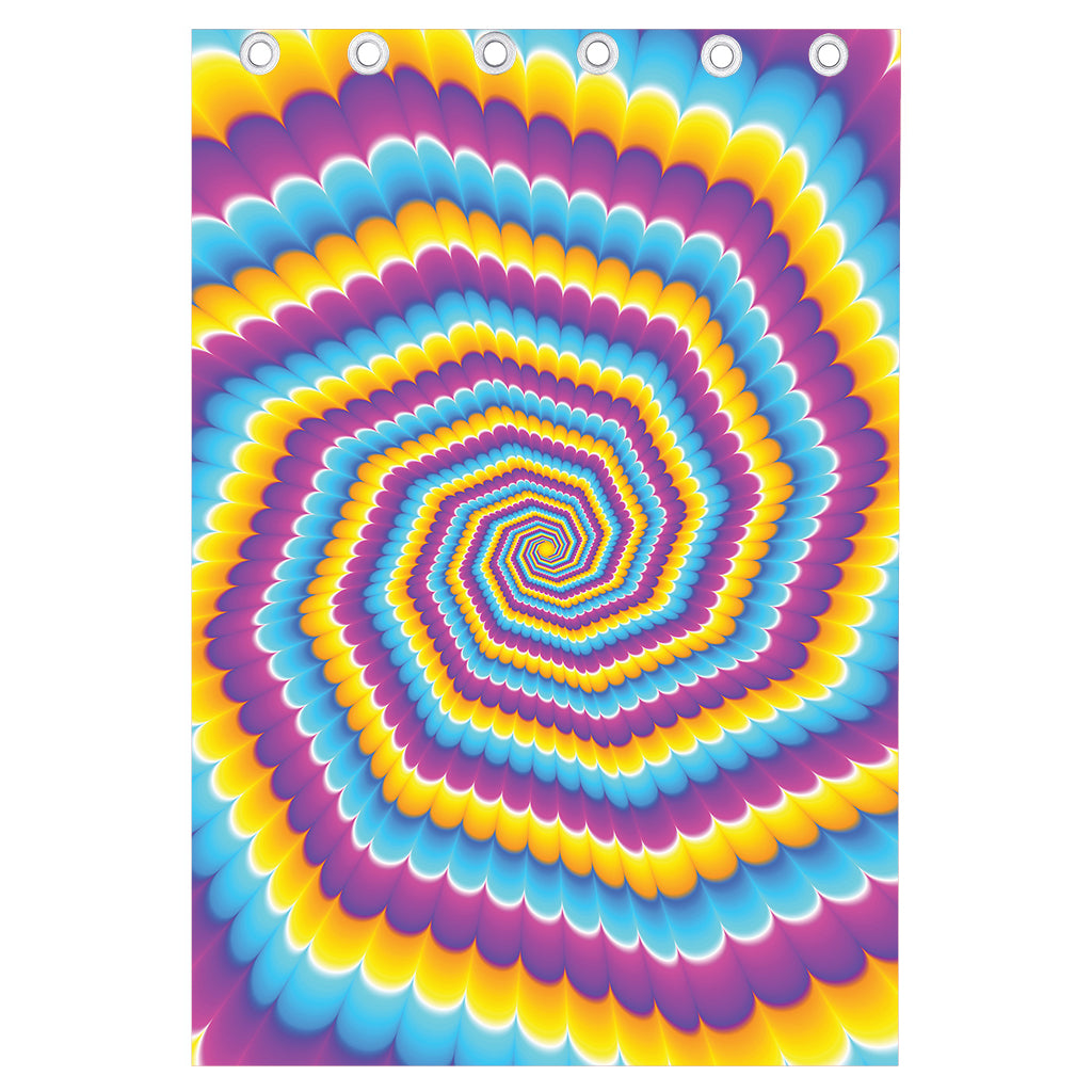 Colorful Spiral Illusion Print Curtain