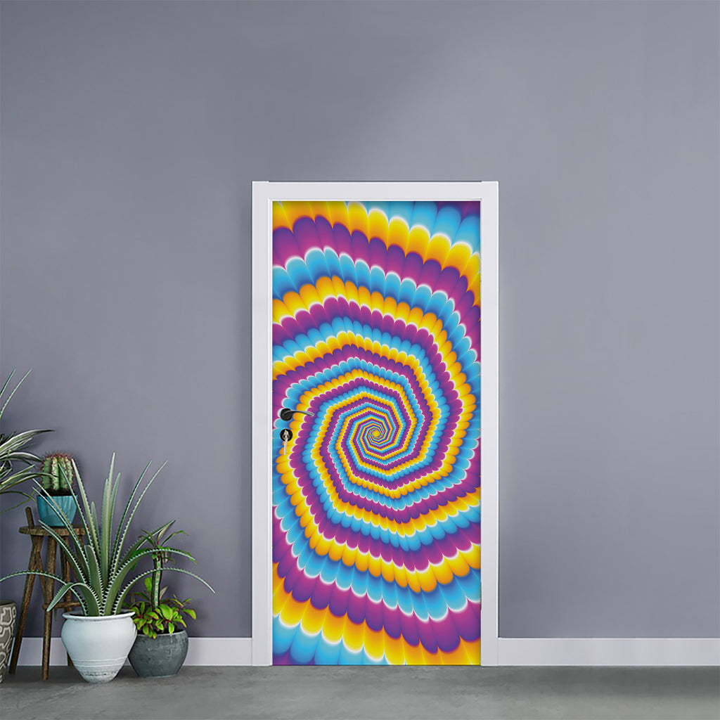 Colorful Spiral Illusion Print Door Sticker