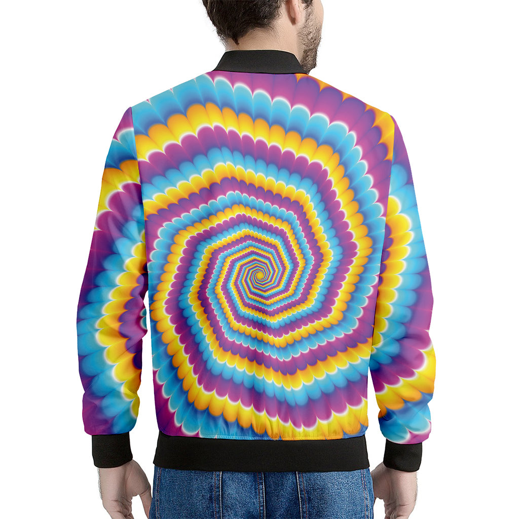 Colorful Spiral Illusion Print Men's Bomber Jacket