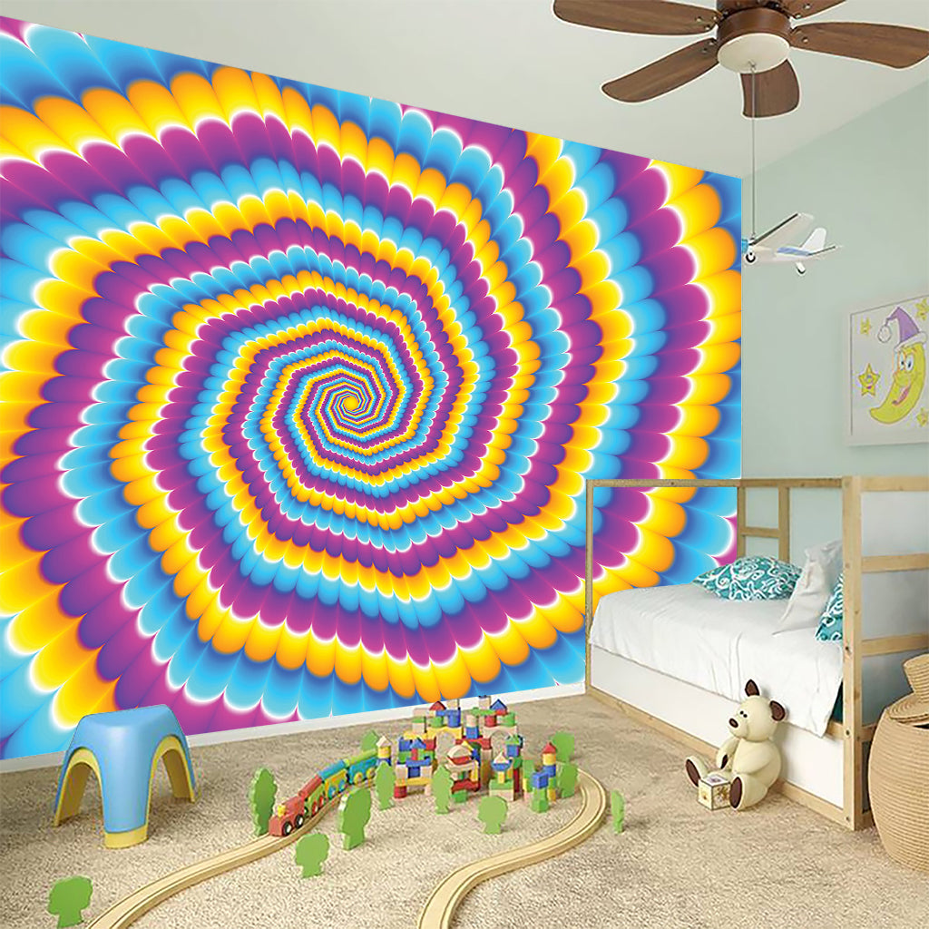 Colorful Spiral Illusion Print Wall Sticker