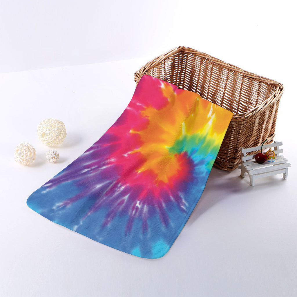 Colorful Spiral Tie Dye Print Towel