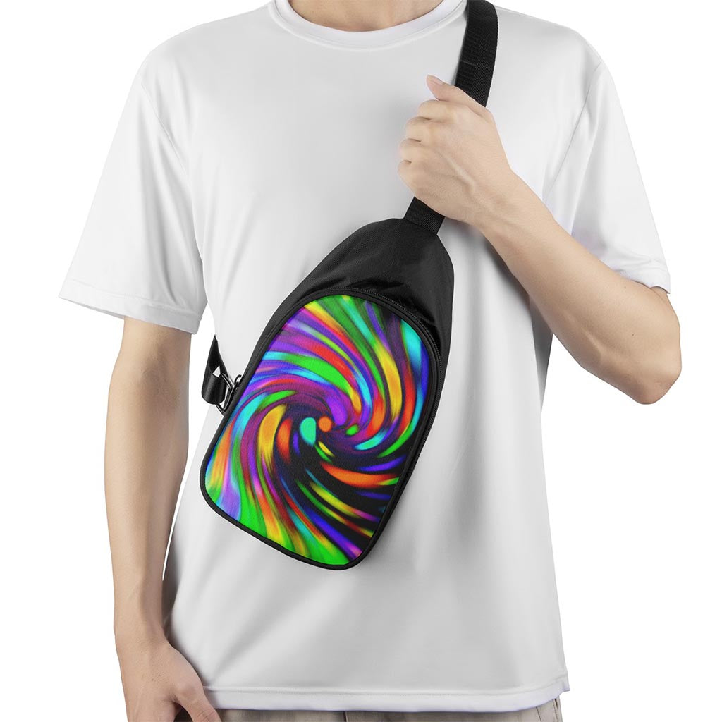Colorful Spiral Trippy Print Chest Bag
