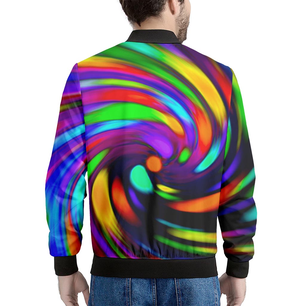 Colorful Spiral Trippy Print Men's Bomber Jacket