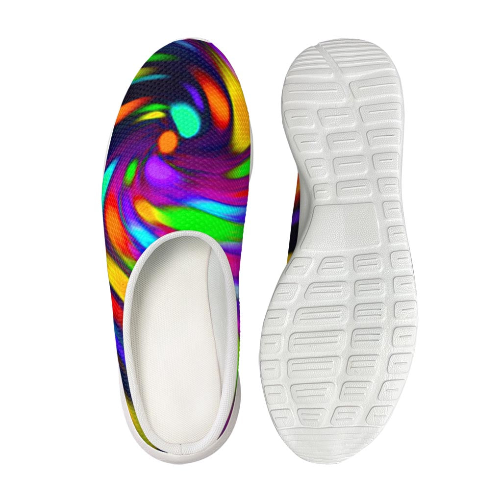 Colorful Spiral Trippy Print Mesh Casual Shoes