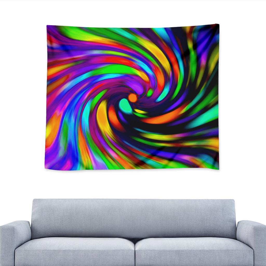 Colorful Spiral Trippy Print Tapestry