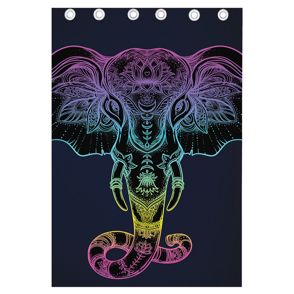 Colorful Spiritual Elephant Print Curtain
