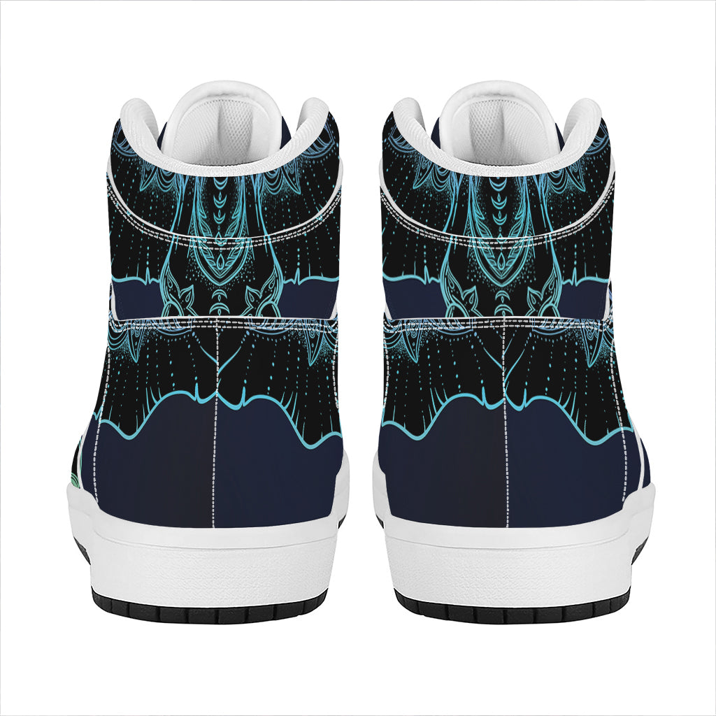 Colorful Spiritual Elephant Print High Top Leather Sneakers