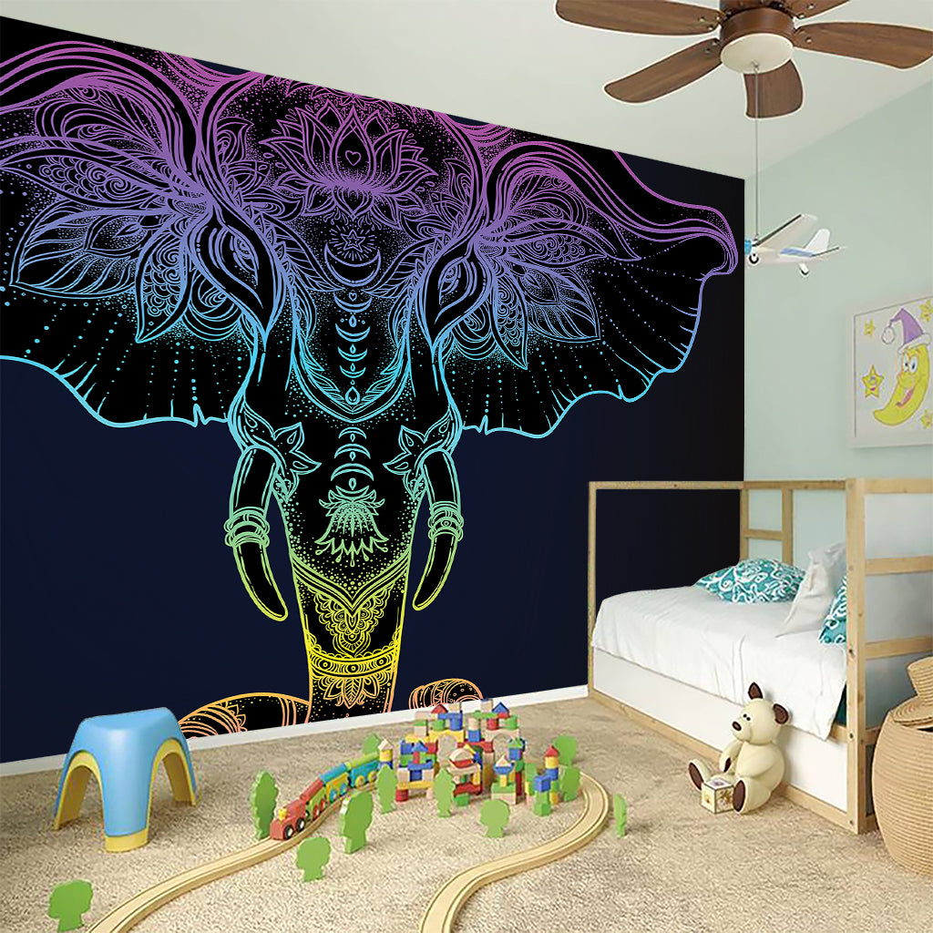 Colorful Spiritual Elephant Print Wall Sticker
