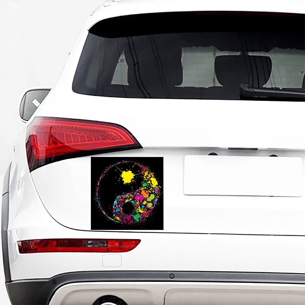 Colorful Splash Yin Yang Print Car Sticker