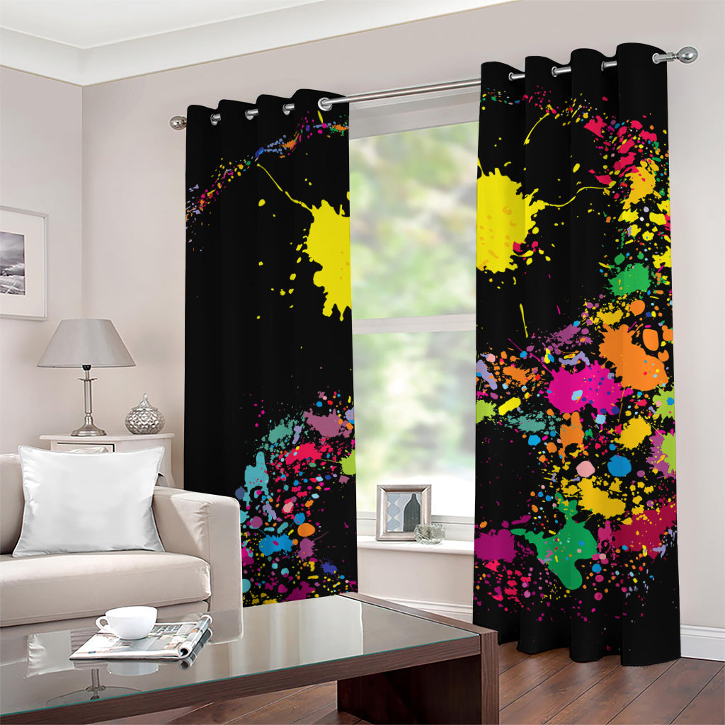 Colorful Splash Yin Yang Print Grommet Curtains