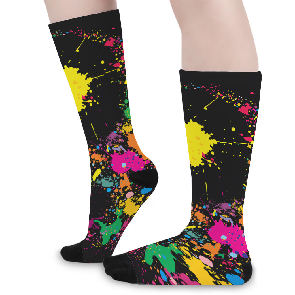 Colorful Splash Yin Yang Print Long Socks
