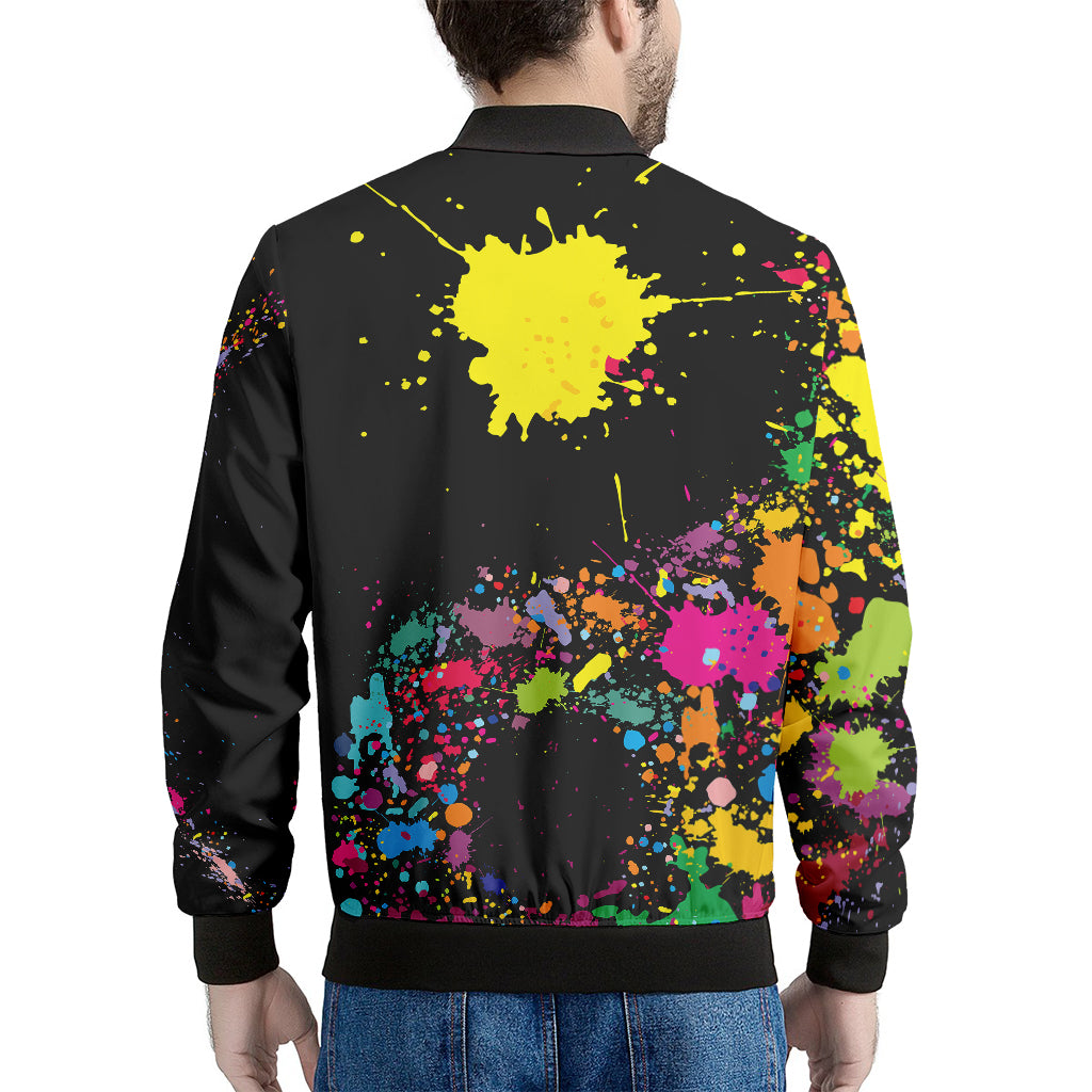 Colorful Splash Yin Yang Print Men's Bomber Jacket