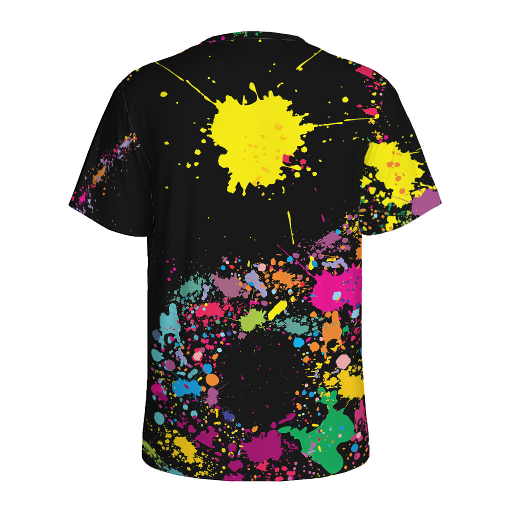 Colorful Splash Yin Yang Print Men's Sports T-Shirt