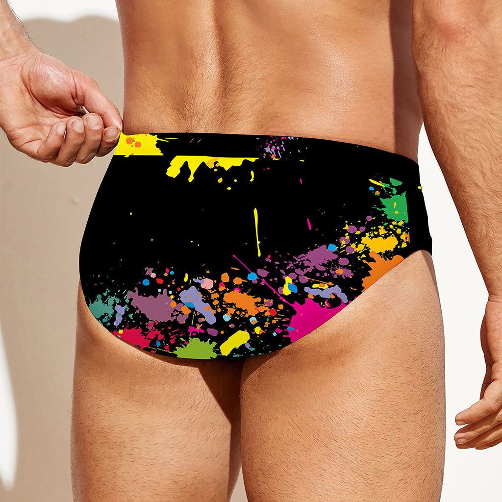 Colorful Splash Yin Yang Print Men's Swim Briefs