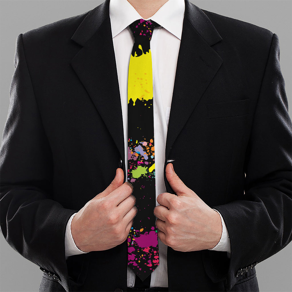 Colorful Splash Yin Yang Print Necktie