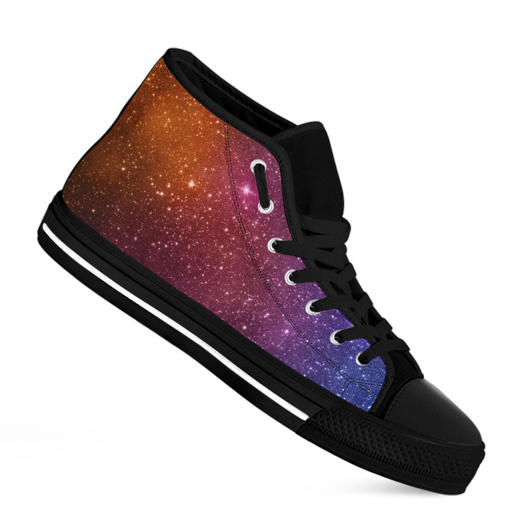 Colorful Stardust Galaxy Space Print Black High Top Sneakers